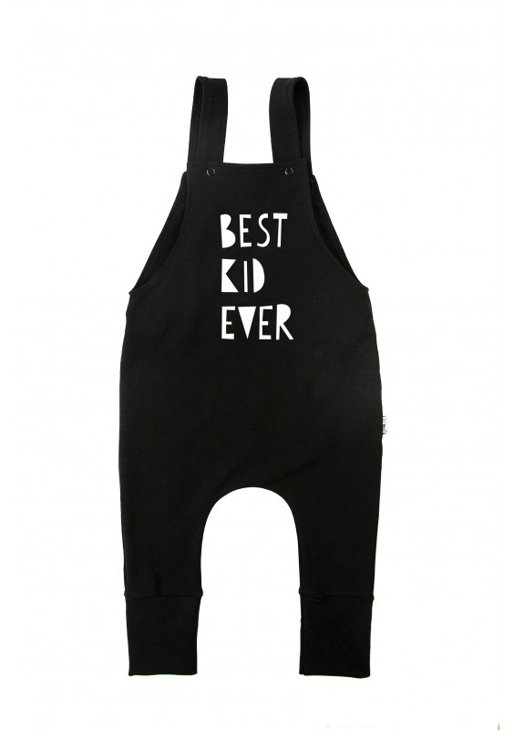 Ogrodniczki dziecięce "best kid ever" Czarne
