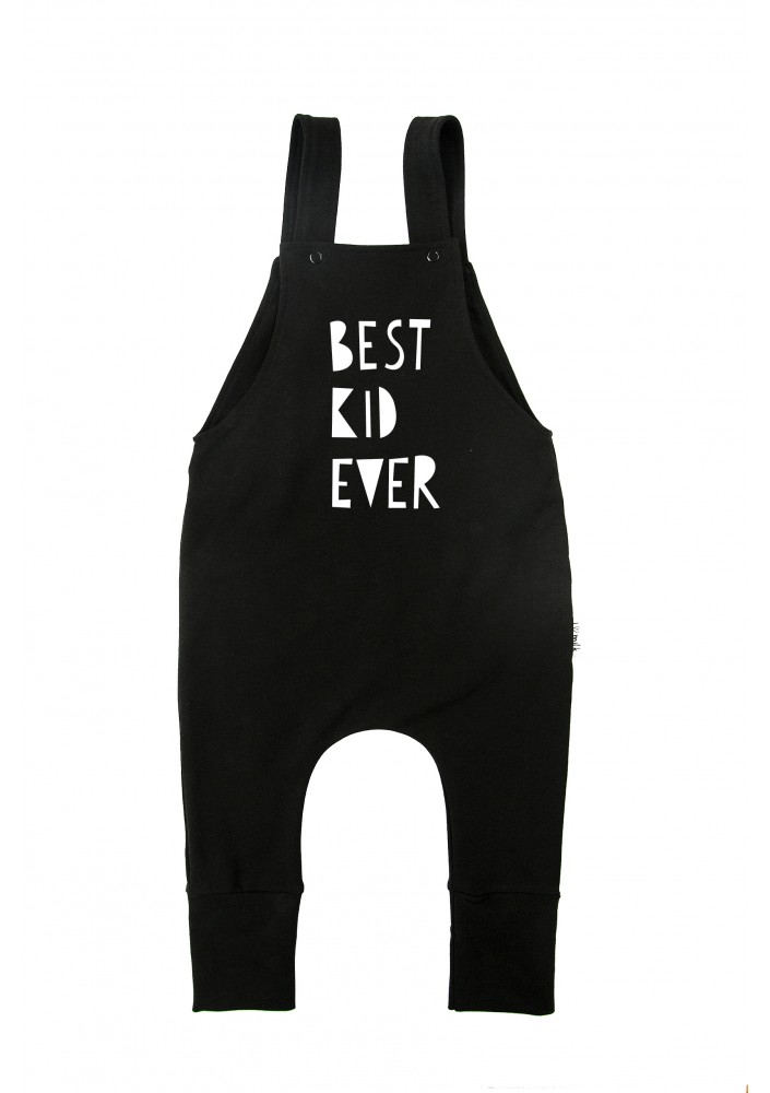 Ogrodniczki dziecięce "best kid ever" Czarne