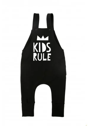 Black dungarees "kids rule"