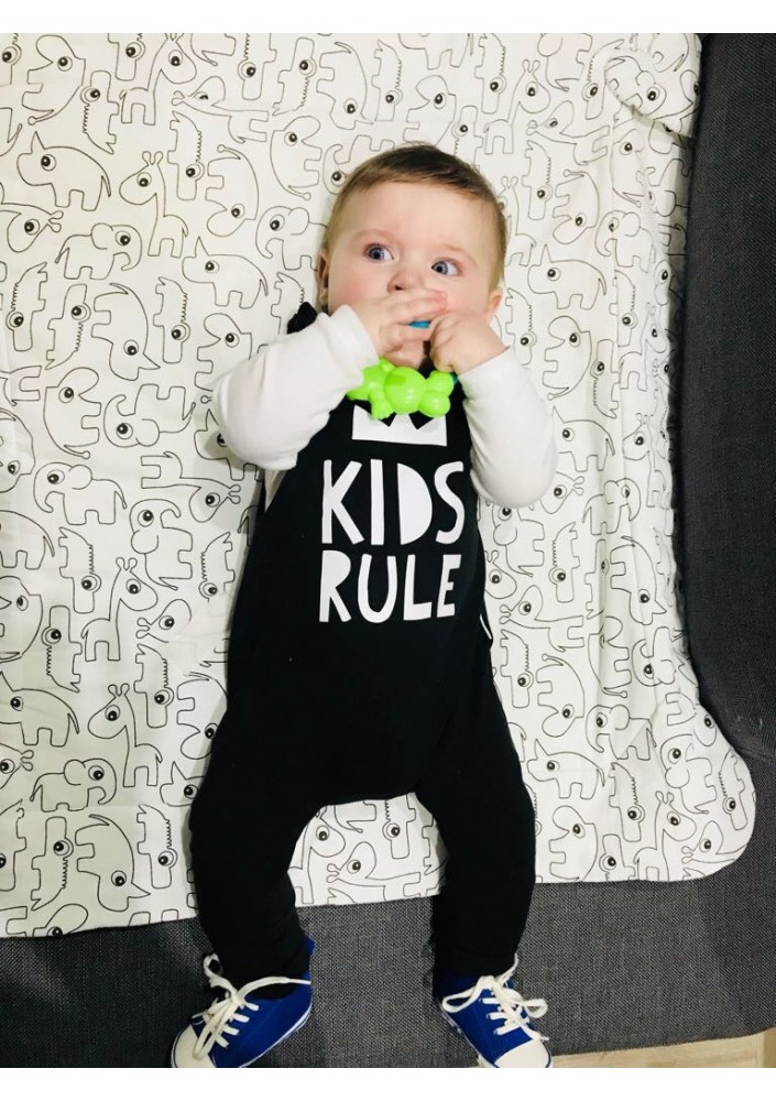 Ogrodniczki dziecięce "kids rule" Czarne