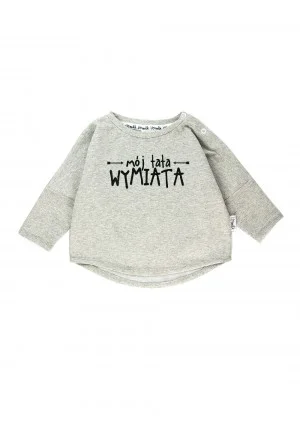 Melange grey kids sweatshirt "mój tata wymiata"