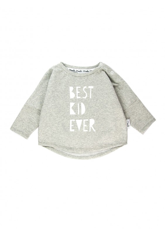Bluza dziecięca "best kid ever" Szary Melanż