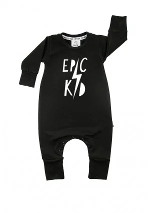 Black long sleeves romper "epic kid"