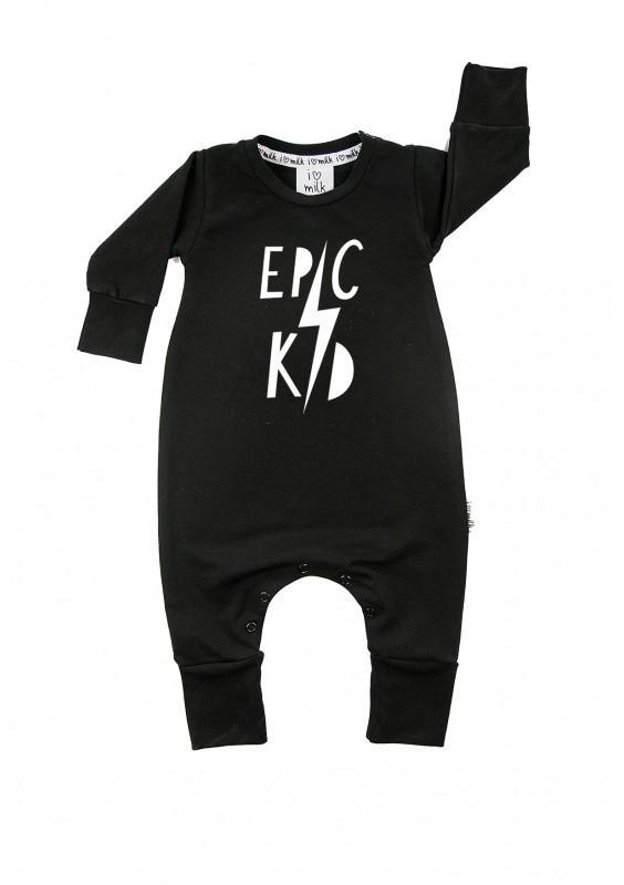 Romper dziecięcy z długim rękawem "epic kid" Czarny