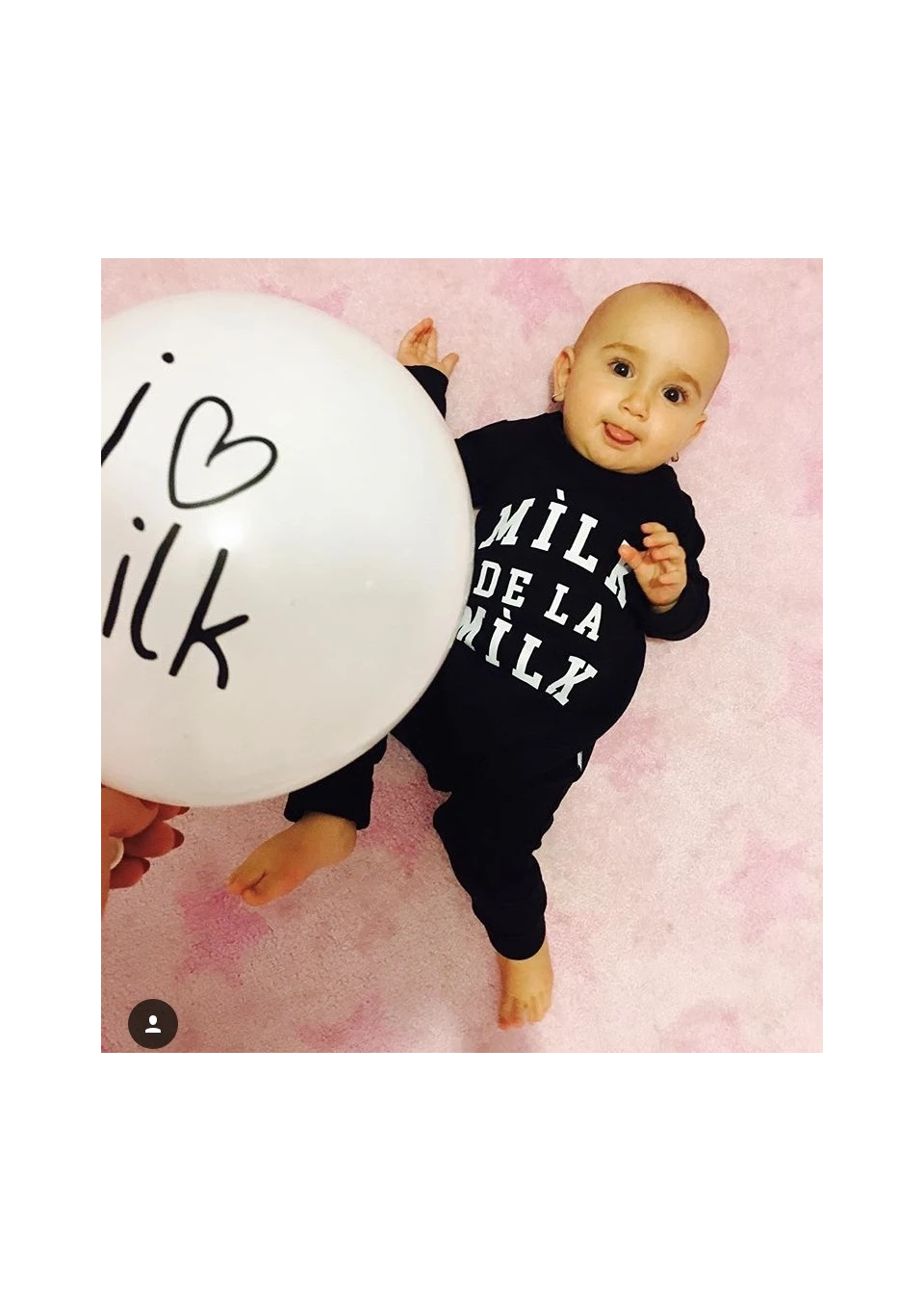 Romper dziecięcy z długim rękawem "milk de la milk" Czarny