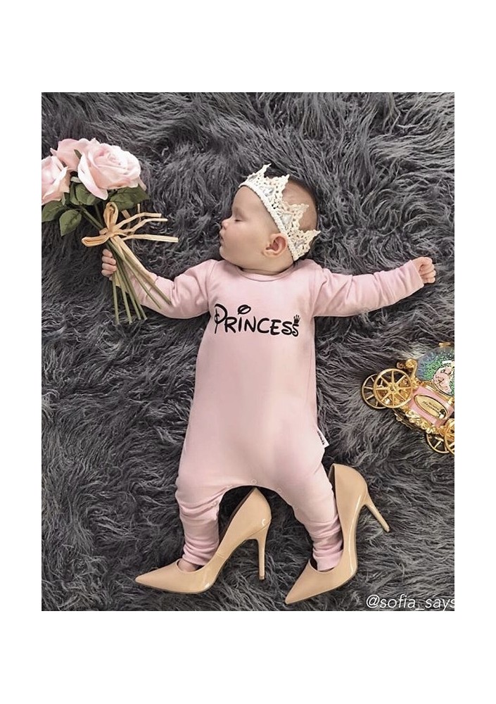 Powder pink long sleeved romper "princess"