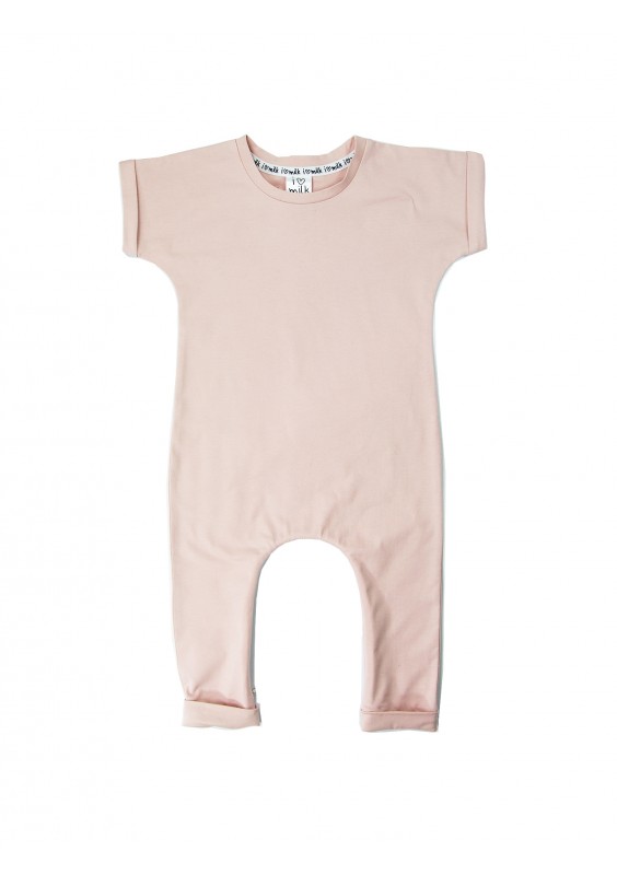 Powder pink short sleeved basic romper