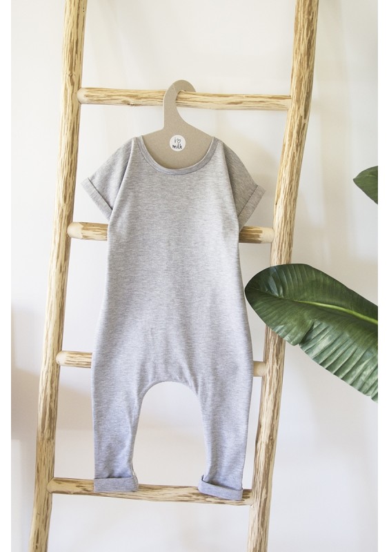 Melange grey short sleeved basic romper