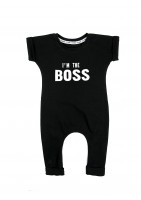 Black short sleeved romper "I'm the boss"