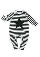 Long sleeved stripes romper with a star