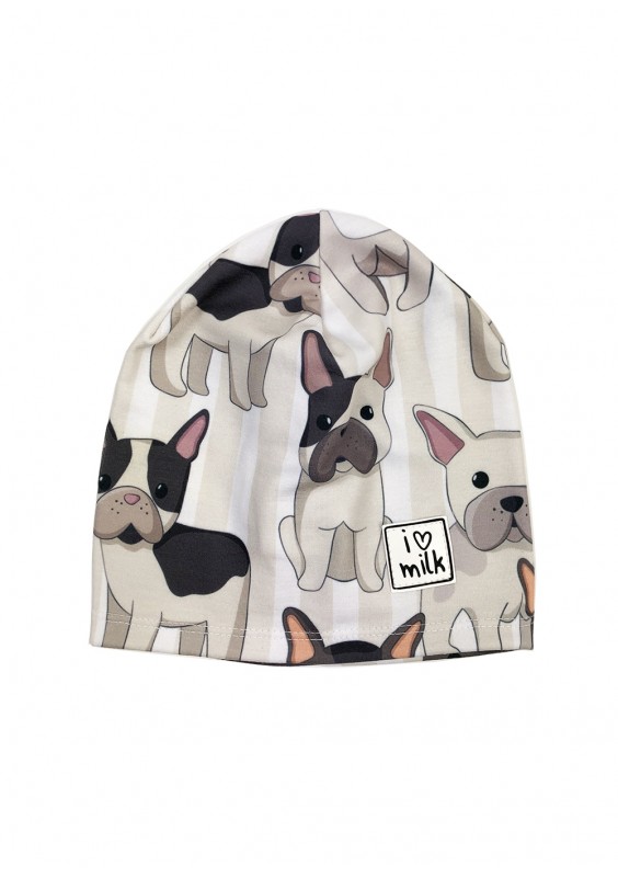 French dog printed kids beanie