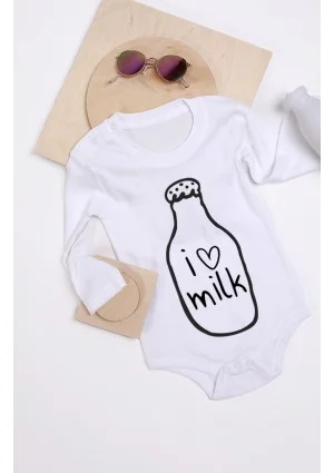 Body dziecięce "I love milk" Białe