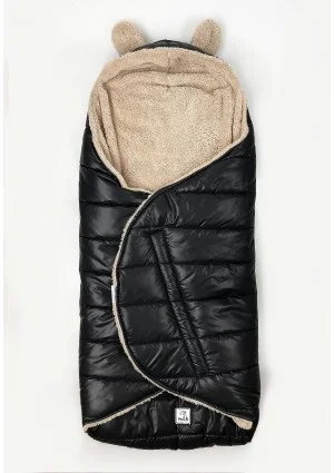 Black quilted sleeping bag teddy