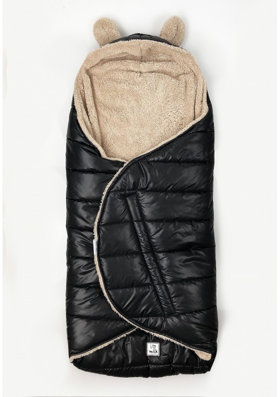 Pikowany niemowlęcy śpiworek teddy Czarny