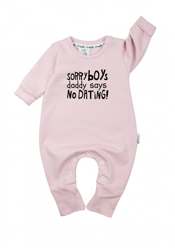 Powder pink long sleeves romper "sorry boys"