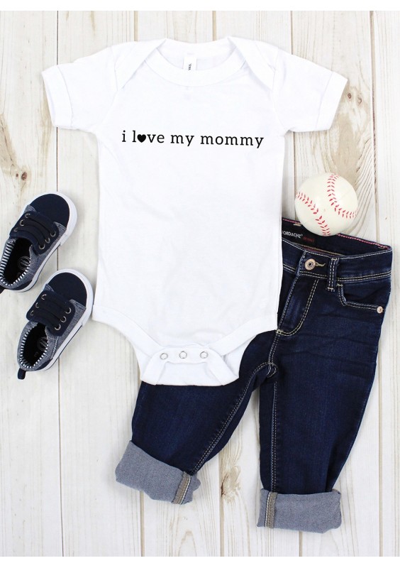Body dziecięce z krótkim rękawem "I love mommy" Białe