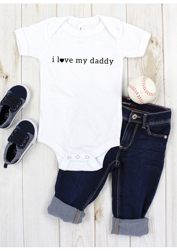 Body dziecięce z krótkim rękawem "I love daddy" Białe
