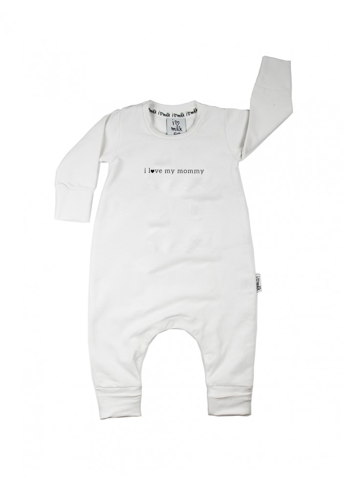 Romper dziecięcy z długim rękawem "I love mommy" Biały
