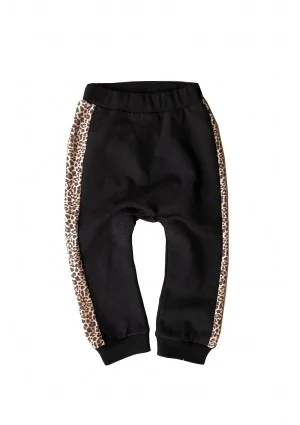 Spodnie dziecięce ze wstawką Leopard
