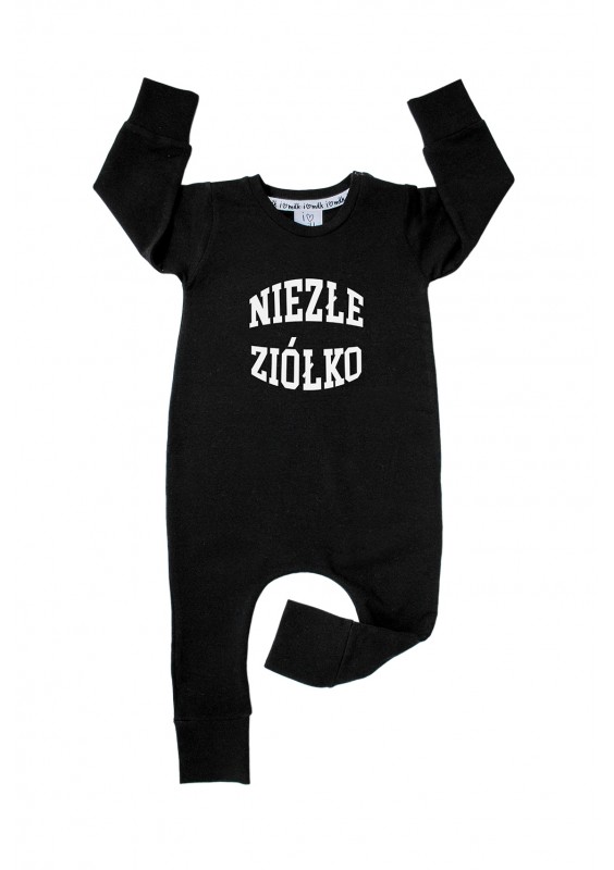Rampers dziecięcy z długim rękawem "niezłe ziółko" Czarny