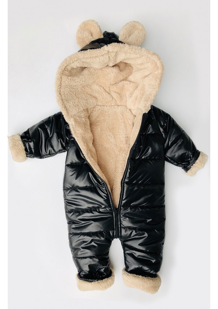 Black winter onesie with teddy ears