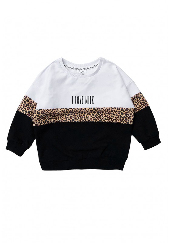Kids sweatshirt with a leopard printed block