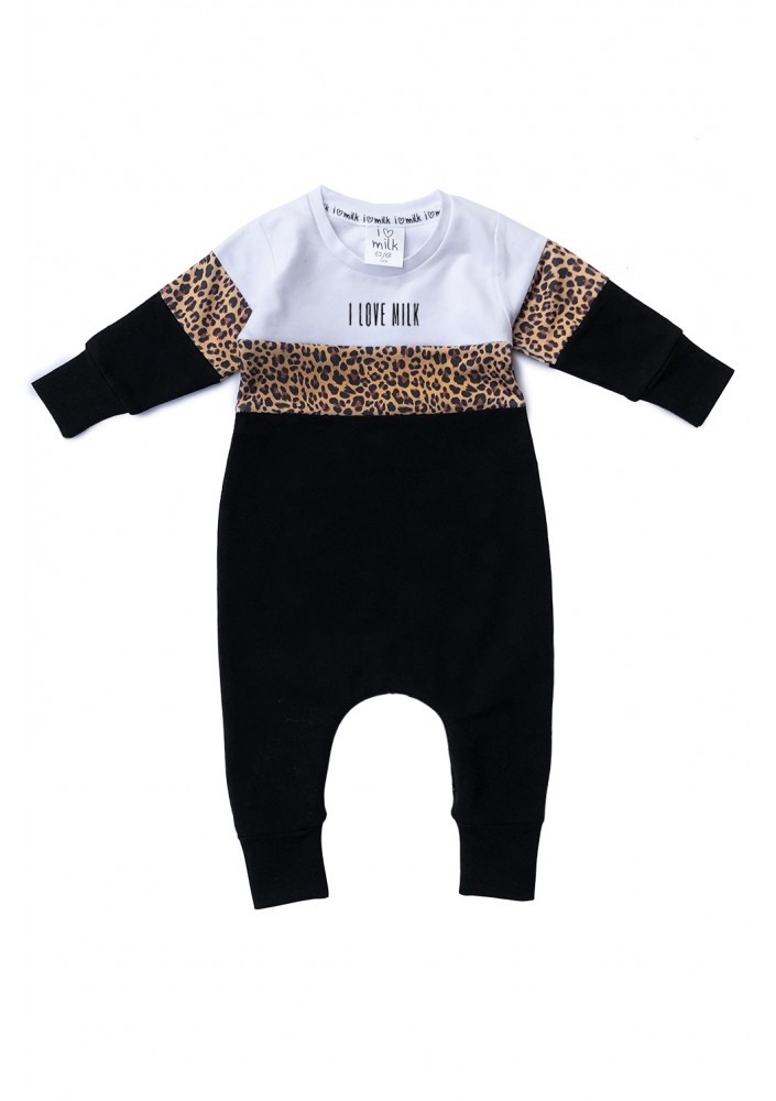 Rampers dziecięcy ze wstawką Leopard