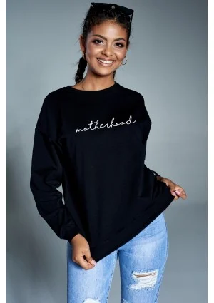 Black "motherhood" sweatshirt