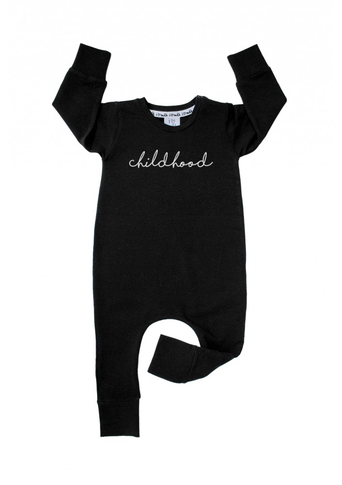Black long sleeved romper "childhood"