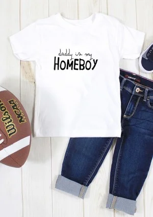 T-shirt dziecięcy "daddy is my homeboy" Biały"