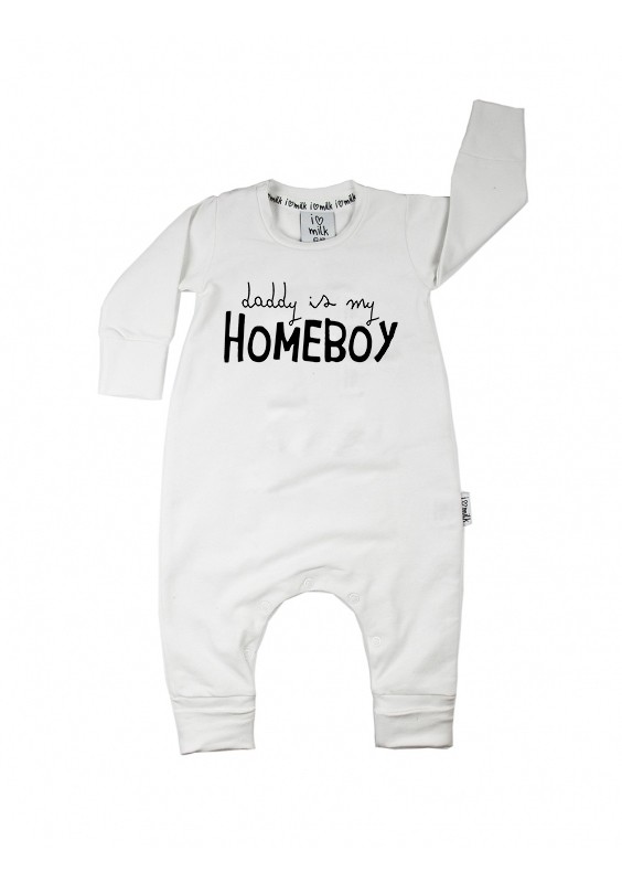 Romper dziecięcy "daddy is my homeboy" Biały