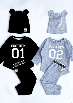 Melange grey kids sweatshirt "brother 01"
