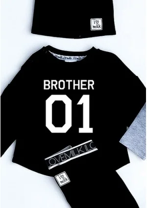 Melange grey kids sweatshirt "brother 01"