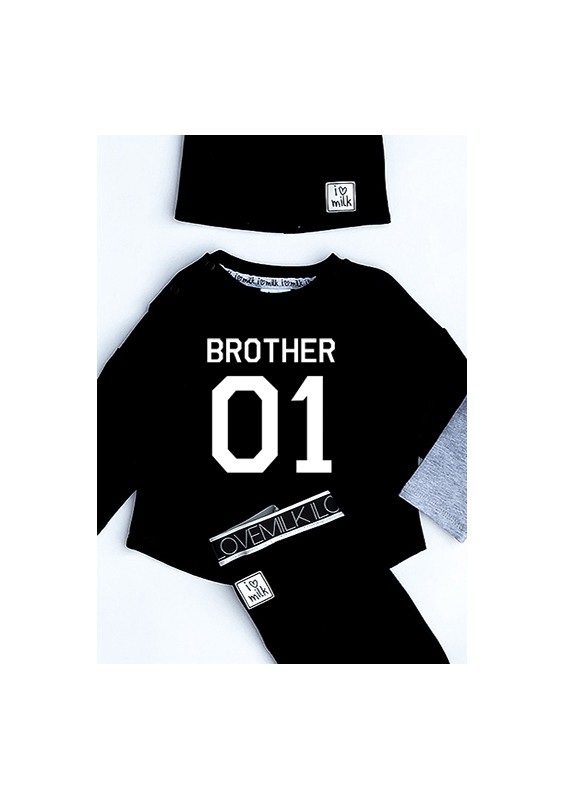 Melange grey kids sweatshirt "brother 01"