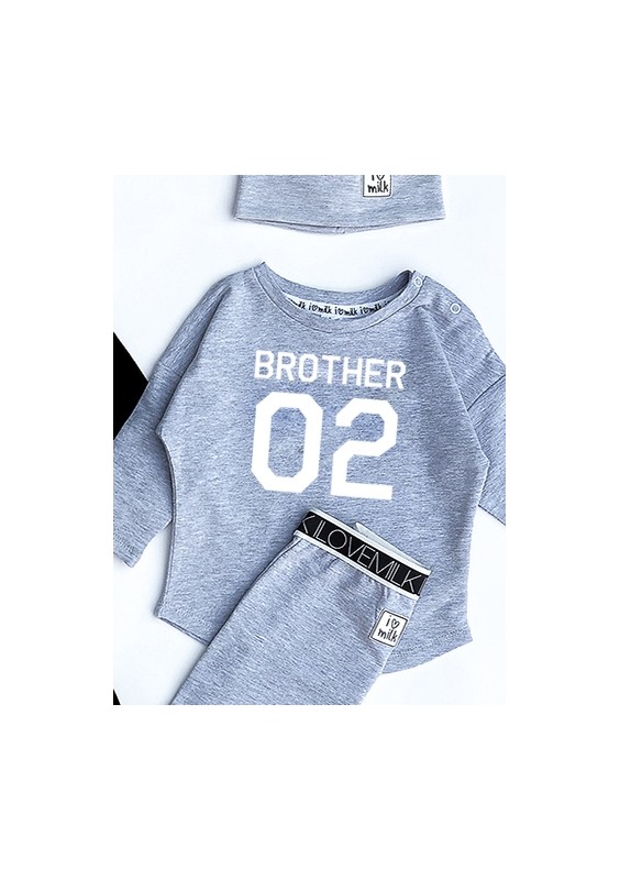 Melange grey kids sweatshirt "brother 02"