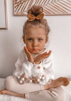 Ecru kids sweatshirt with pom poms