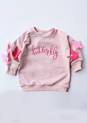 Powder pink girls sweatshirt "butterfly"