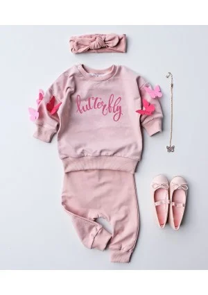 Powder pink girls sweatshirt "butterfly"
