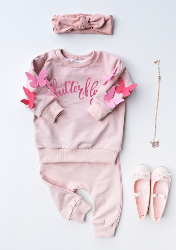 Powder pink girls sweatshirt "butterfly"