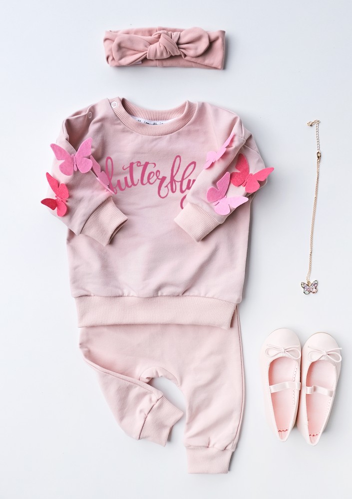 Bluza dziecięca "butterfly" Pudrowy Róż