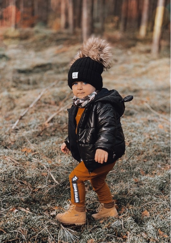 Black lightweight jacket with a hood and teddy ears