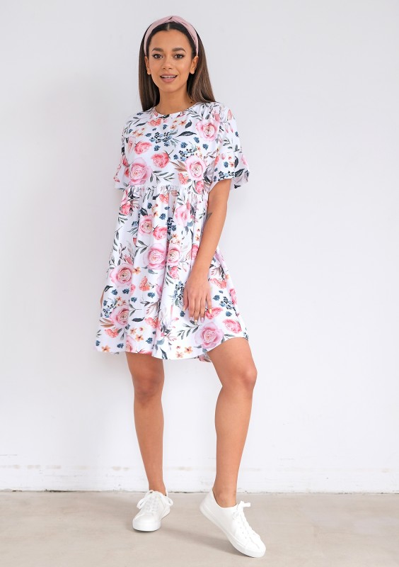 Spring flowers printed dress