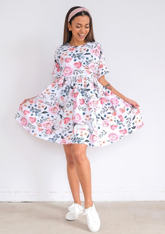 Spring flowers printed dress