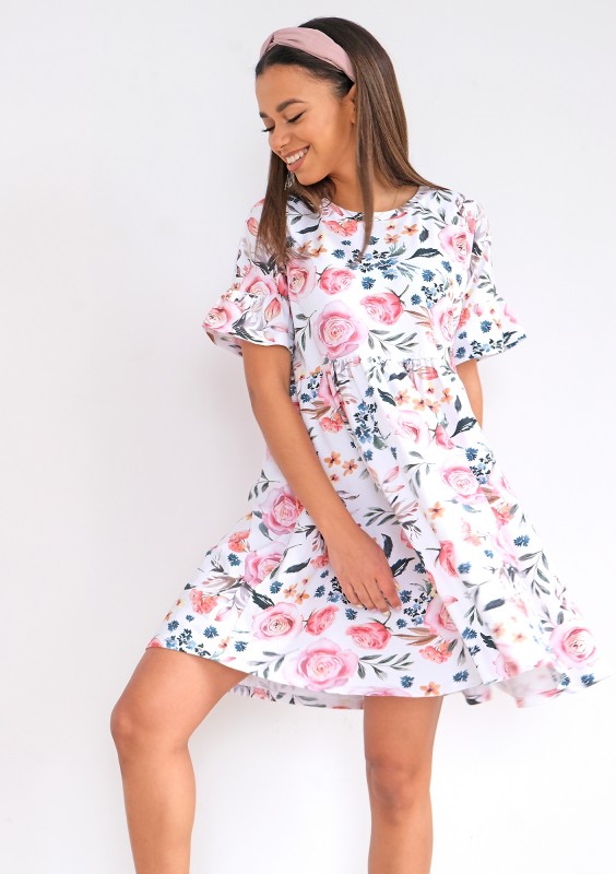 Spring flowers printed dress