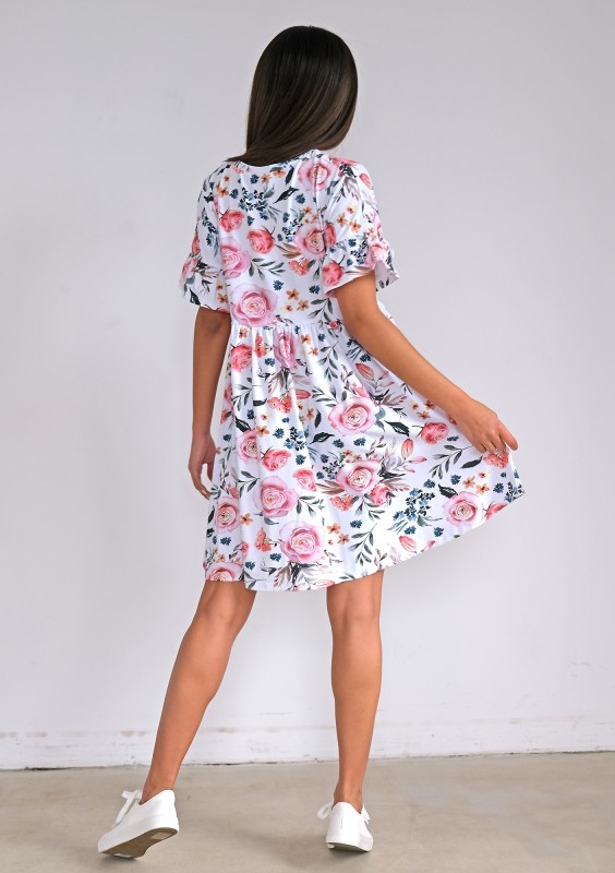 Spring flowers printed dress