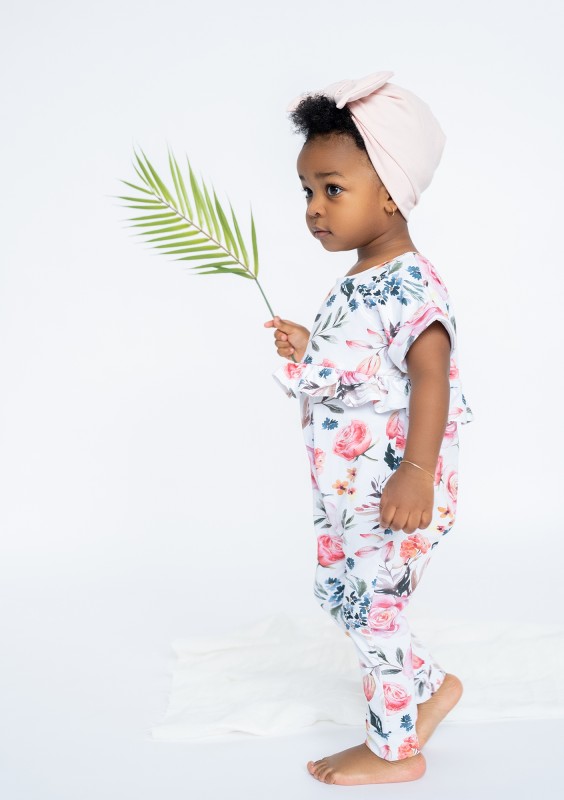 Spring flower printed romper