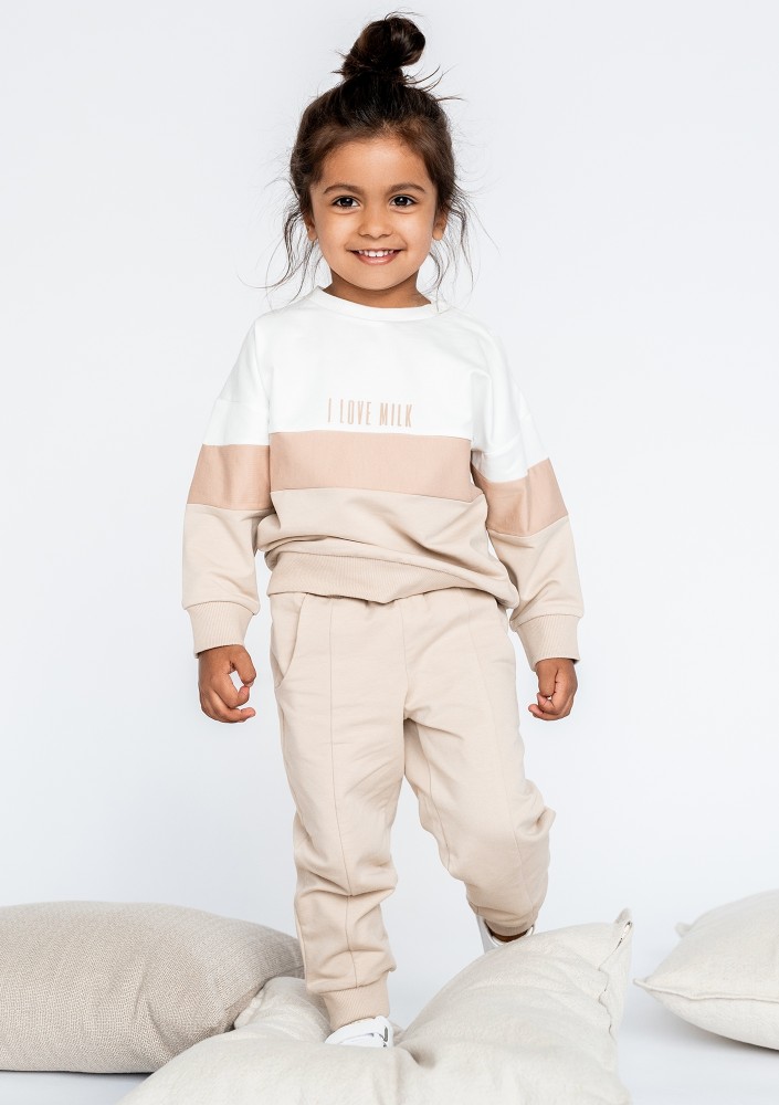 Beige cotton kids sweatpants