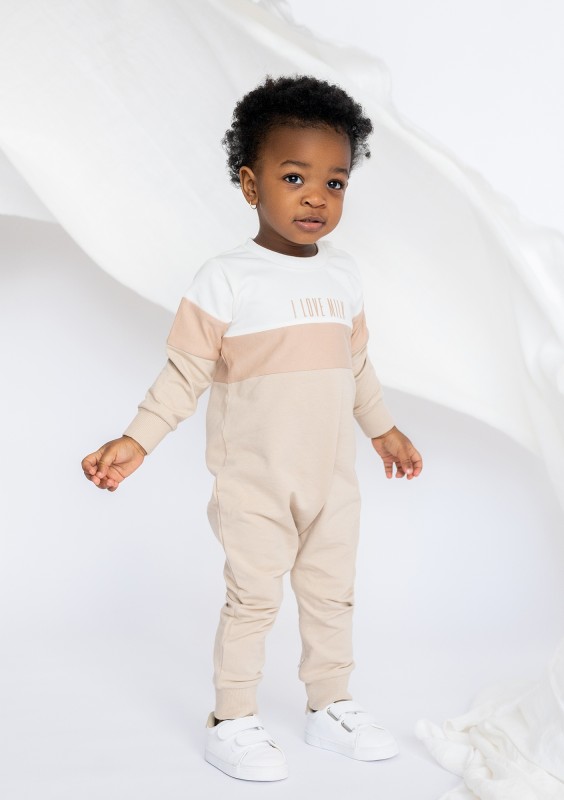 Nude color block romper