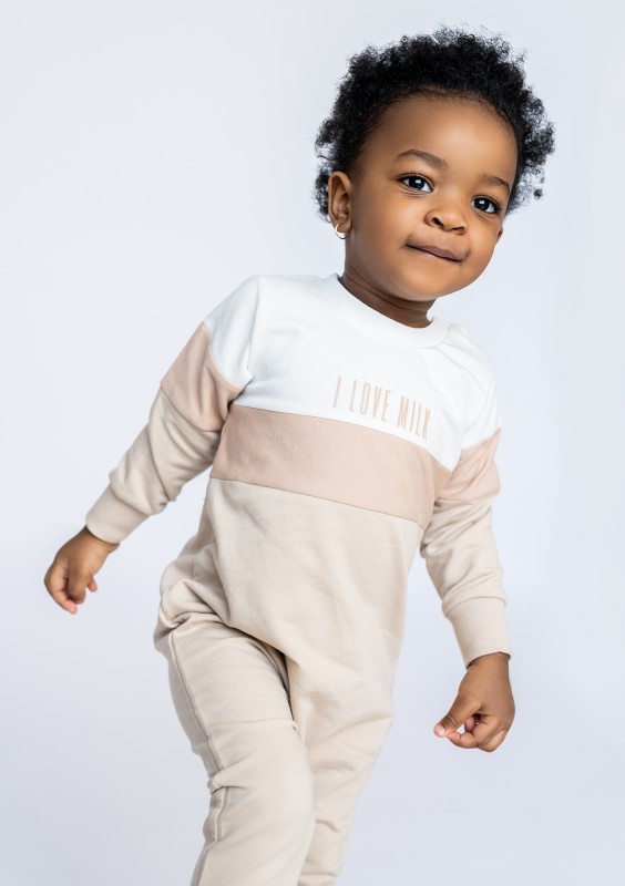 Nude color block romper