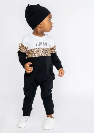 Rampers dziecięcy ze wstawką Leopard
